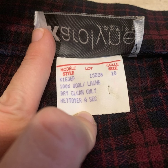 Vintage Karolyne Petite Pure Virgin Wool Plaid Pleated Midi Skirt Size 10P - Picture 4 of 7